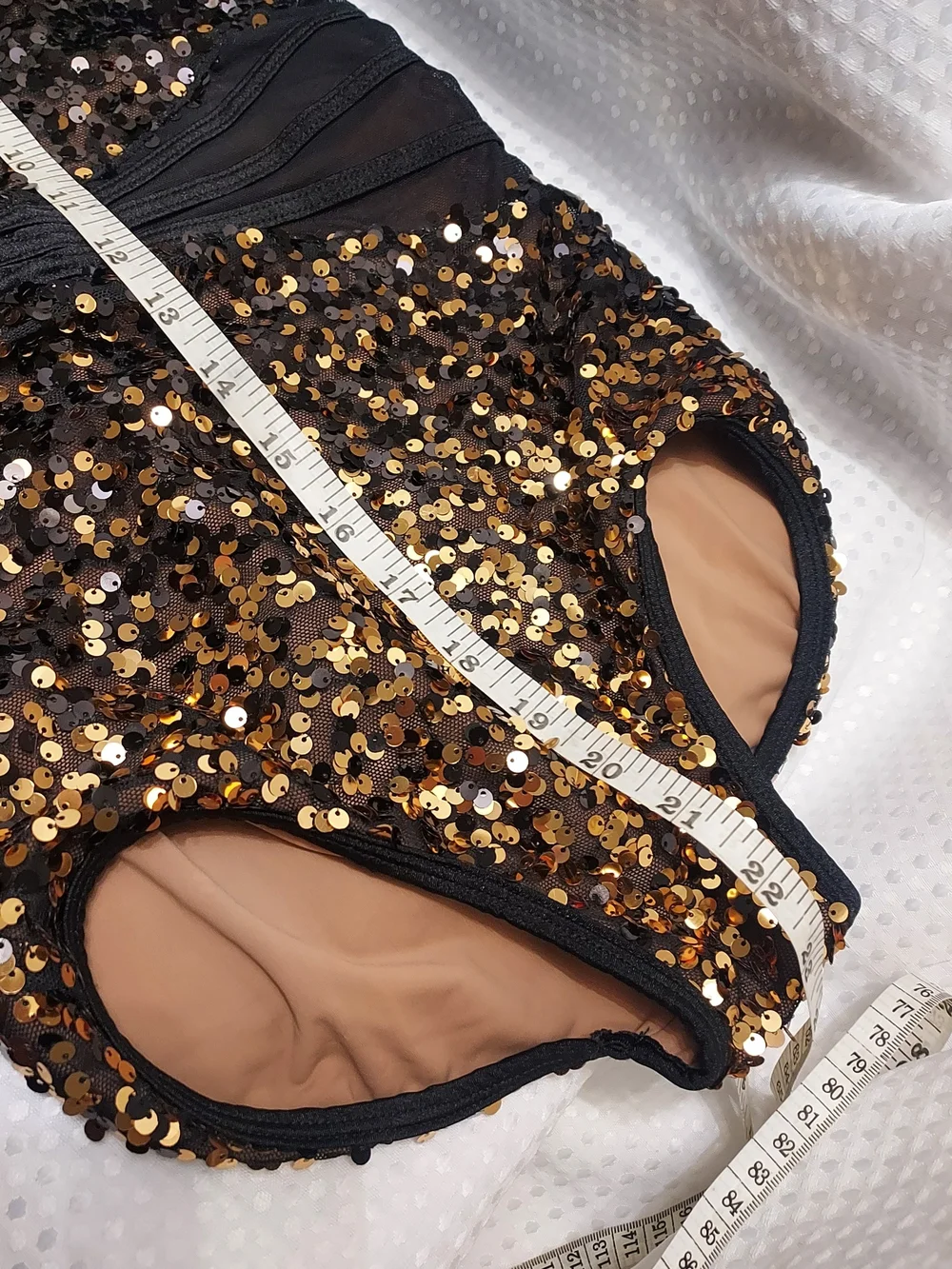 Girls Black and Gold Sequin One-Piece Bodysuit